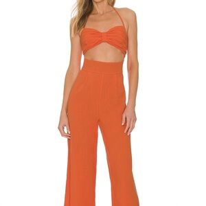Elegant Orange Halter Jumpsuit
